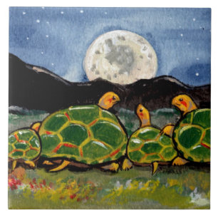 Cerâmica Turtle Family e Moon Night Scent de 6" Azulejo Tri