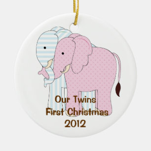 Cerâmica Twins Primeiro Ornamento de Natal