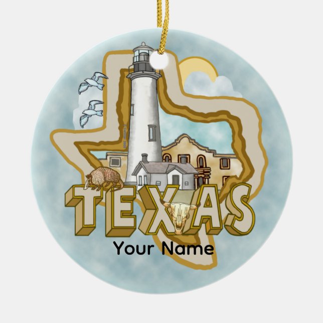 Cerâmica Um ornamento cerâmico de farol do Texas (Frente)