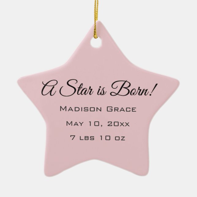 Cerâmica Uma estrela é Nascer! Ornamento Personalizado de F (Frente)