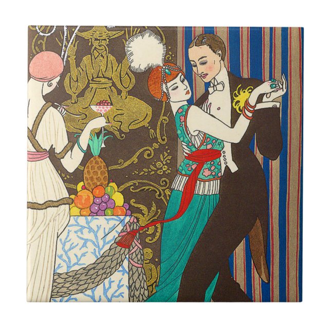 Cerâmica Uma noite no azulejo decadente do art deco de (Frente)