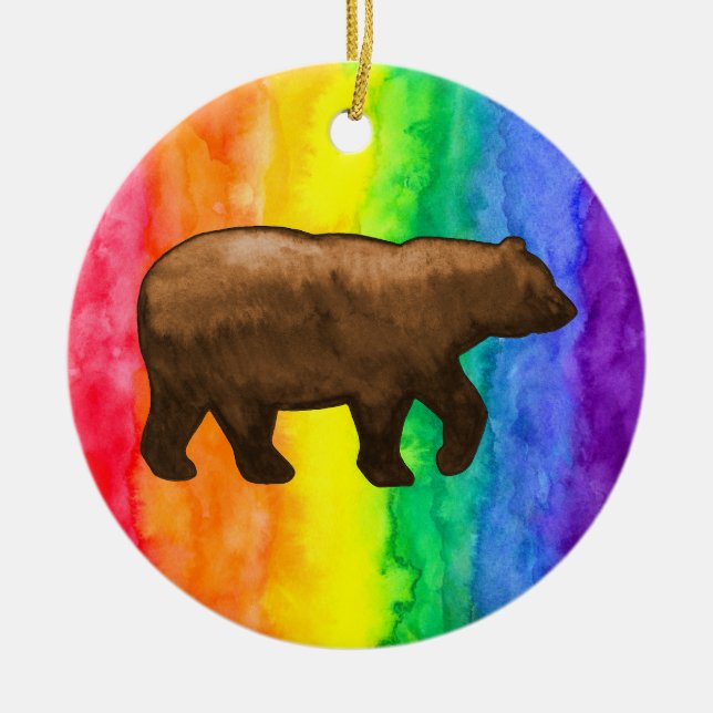 Cerâmica Urso de Brown no ornamento do círculo da lavagem (Frente)