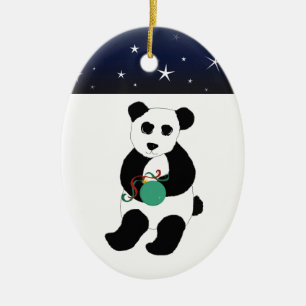 Cerâmica Urso de Panda com Ornamento