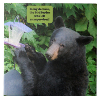 Cerâmica Urso Negro - "Em minha defesa..." Azulejo de cerâm