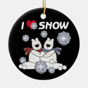 Cerâmica Ursos Polares Eu Adoro Ornamento De Guarda-Neve