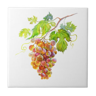 Cerâmica Uvas de Aquarela. Azulejo de arte