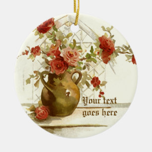 Cerâmica Vase com ornamento de aquarela do rosa vermelha vi