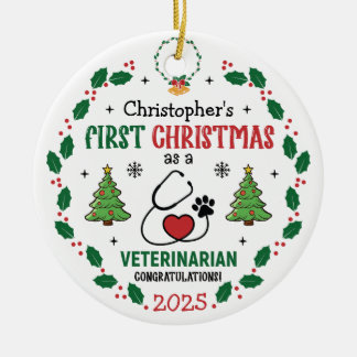 Cerâmica Veterinário Primeiro Ornamento Personalizado de Na