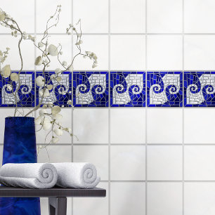 Cerâmica Vidro e Pérola Azul de Arte Mosaica, Azulejo Quebr