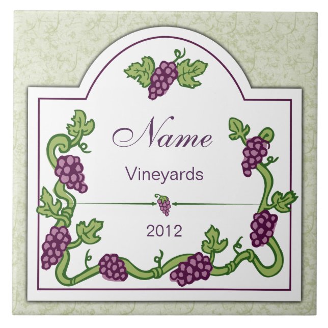 Cerâmica Vinho Personalizado Trivet de Azulejo Grande (Frente)