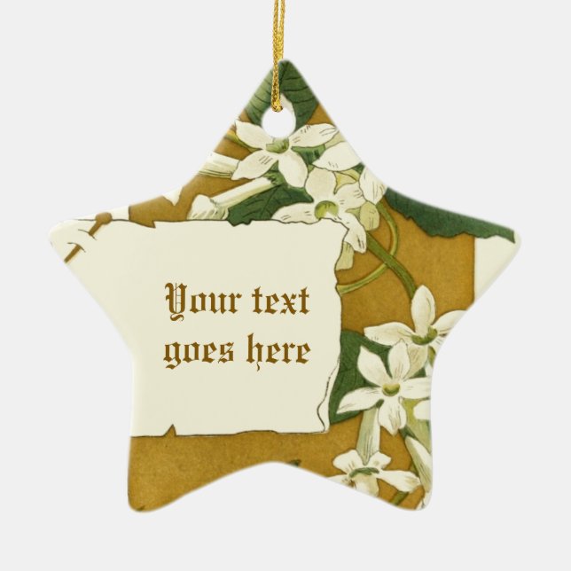 Cerâmica Vintage desenhando ornamento de jasmim branco (Frente)