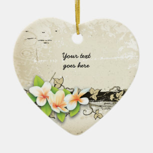 Cerâmica Vintage plumeria e ornamento personalizado de ivy 