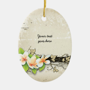 Cerâmica Vintage plumeria e ornamento personalizado de ivy