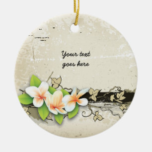 Cerâmica Vintage plumeria e ornamento personalizado de ivy