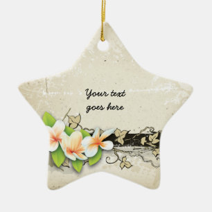 Cerâmica Vintage plumeria e ornamento personalizado de ivy 