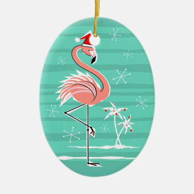 Cerâmica Voval de ornamento de Texto da Faixa Flamingo de N (Frente)