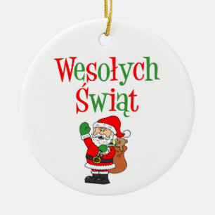 Cerâmica Wesolych Swiat Polonês Ornamento Cerâmico de Natal