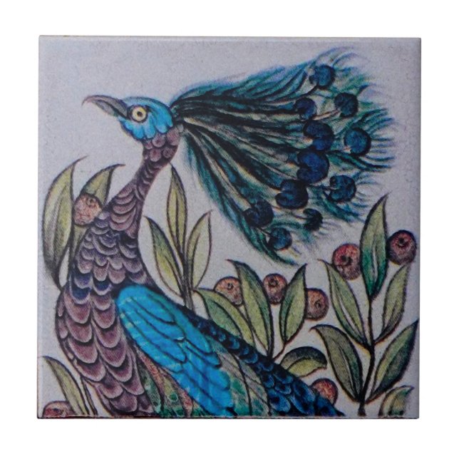 Cerâmica William De Morgan - Peacock - Azulejo 1 de 3 (Frente)
