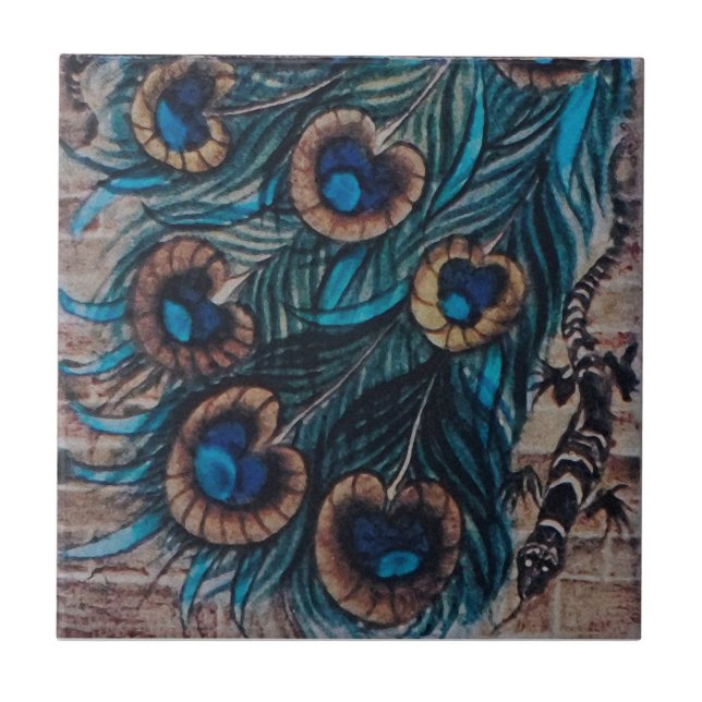Cerâmica William De Morgan - Peacock - Azulejo 3 de 3 (Frente)
