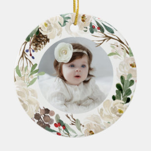 Cerâmica Wreath Floral de inverno Ornamento Feriado