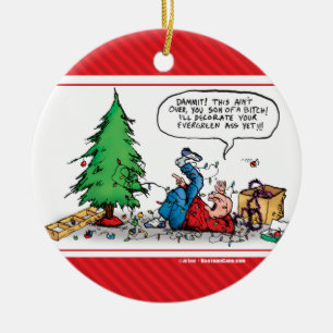 Cerâmica Xmas Tree Luta Engraçado Ornamento de Cartoons