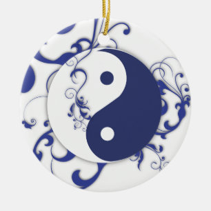 Cerâmica Yinyang com ornamento de rolagem