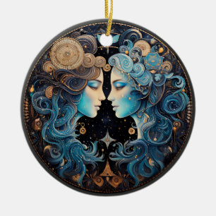 Cerâmica Zodiac Gemini Personalizado Ornamento de Astrologi