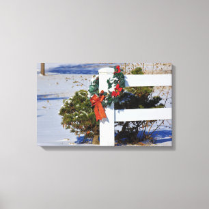 Cerca branca com neve e Canvas estendida de Arco