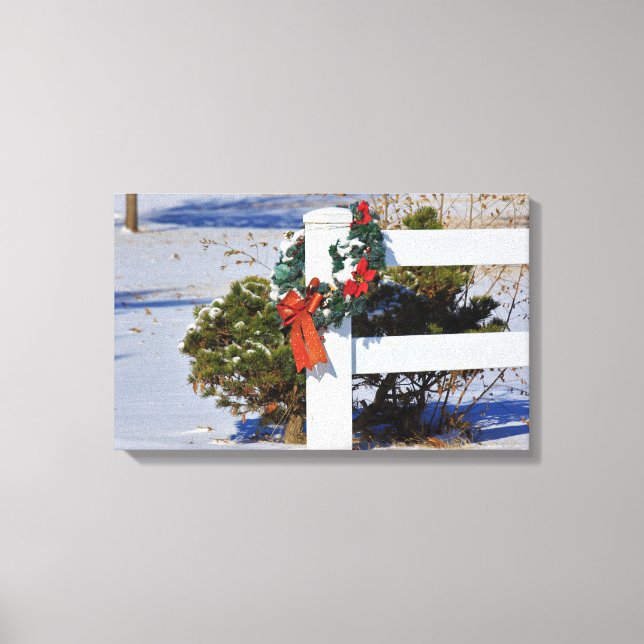 Cerca branca com neve e Canvas estendida de Arco (Frente)
