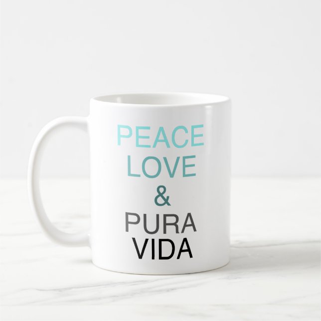 Cerceta de Pura Vida do amor da paz & caneca de (Esquerda)