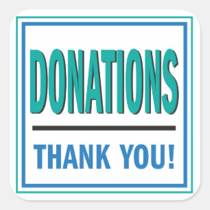 Cerceta do frasco das doações e etiqueta azul