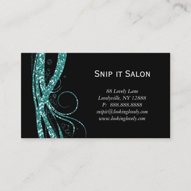 Cerceta do preto do brilho da prata do cartão de (Frente)