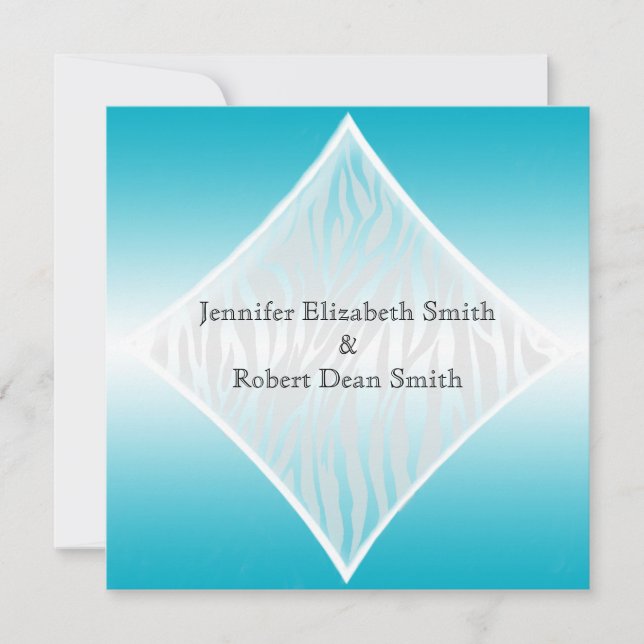 Cerceta e convite branco do casamento de diamante (Frente)