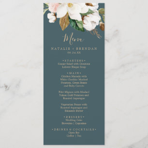 Cerceta elegante da magnólia & menu branco do
