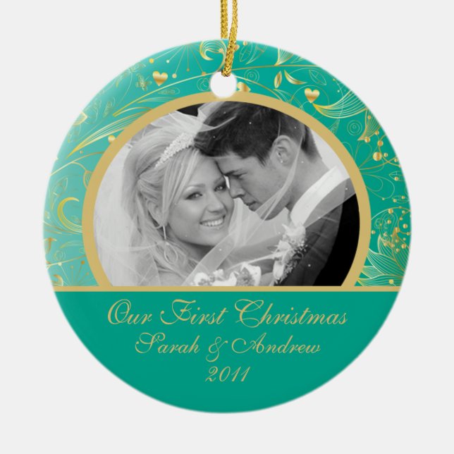 Cerceta floral Dourado do primeiro ornamento da (Frente)