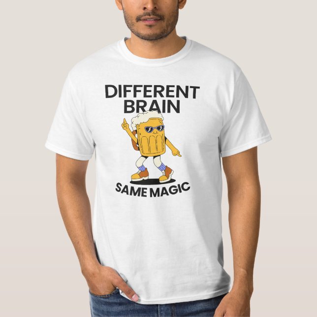 Cérebro Diferente Mesma Camiseta de Autismo Mágico (Frente)