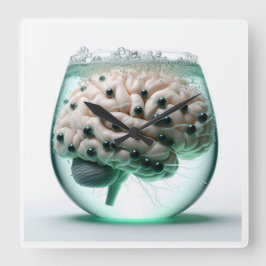 Cérebro Futuro no Relógio de Parede de Vidro