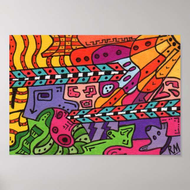 Cérebro nº 37 Abstrato Art Mini Poster (Frente)