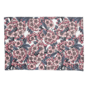Cereja floresce em rosa e azul