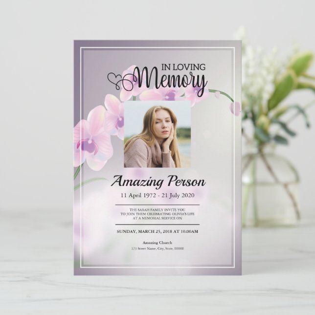 Cereja floresce Ordem Funeral de Serviço Convite (Em pé/Frente)