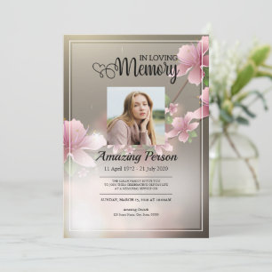 Cereja floresce Ordem Funeral de Serviço Convite