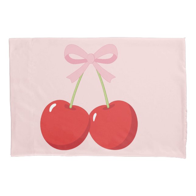 Cerejas Vermelhas com Laço Rosa Coquette Estilo Co (Frente)