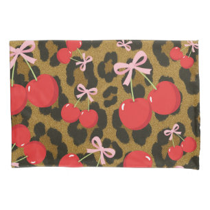 Cerejas Vermelhas com Laço Rosa Impressão de Leopa