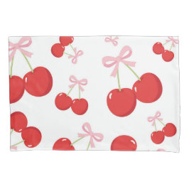 Cerejas Vermelhas com Laços Rosa Coquete Estilo Ch