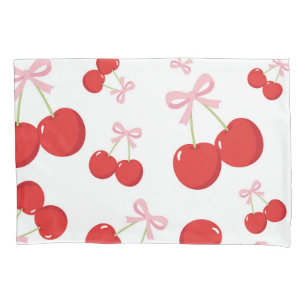 Cerejas Vermelhas com Laços Rosa Coquete Estilo Ch