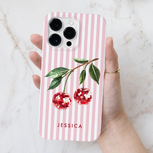 Cerejas Vermelhas Modernas Listras Rosas Nome Pers
