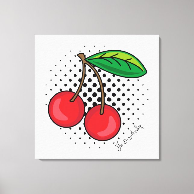 Cerejas Vermelhas Popart em Impressão em Tela de P (Frente)