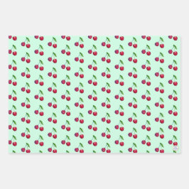 Cerejas Vermelhas Retro Embalagem Verde Hortelã Na