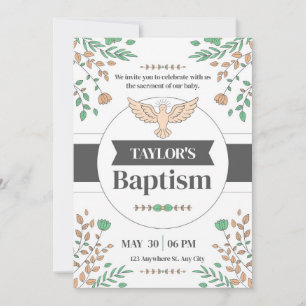 Cerimônia de Batismo Floral Convite para Cinzas de