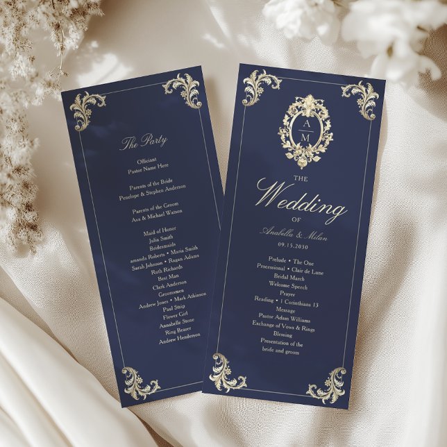 Cerimônia de Casamento Barroco Azul Marinho Dourad (Criador carregado)
